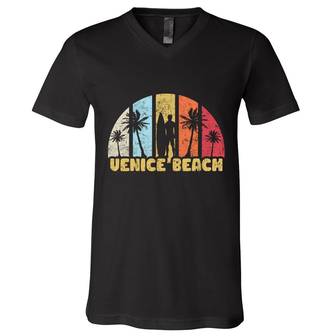 Vintage California Beach Retro Sunset Gift V-Neck T-Shirt