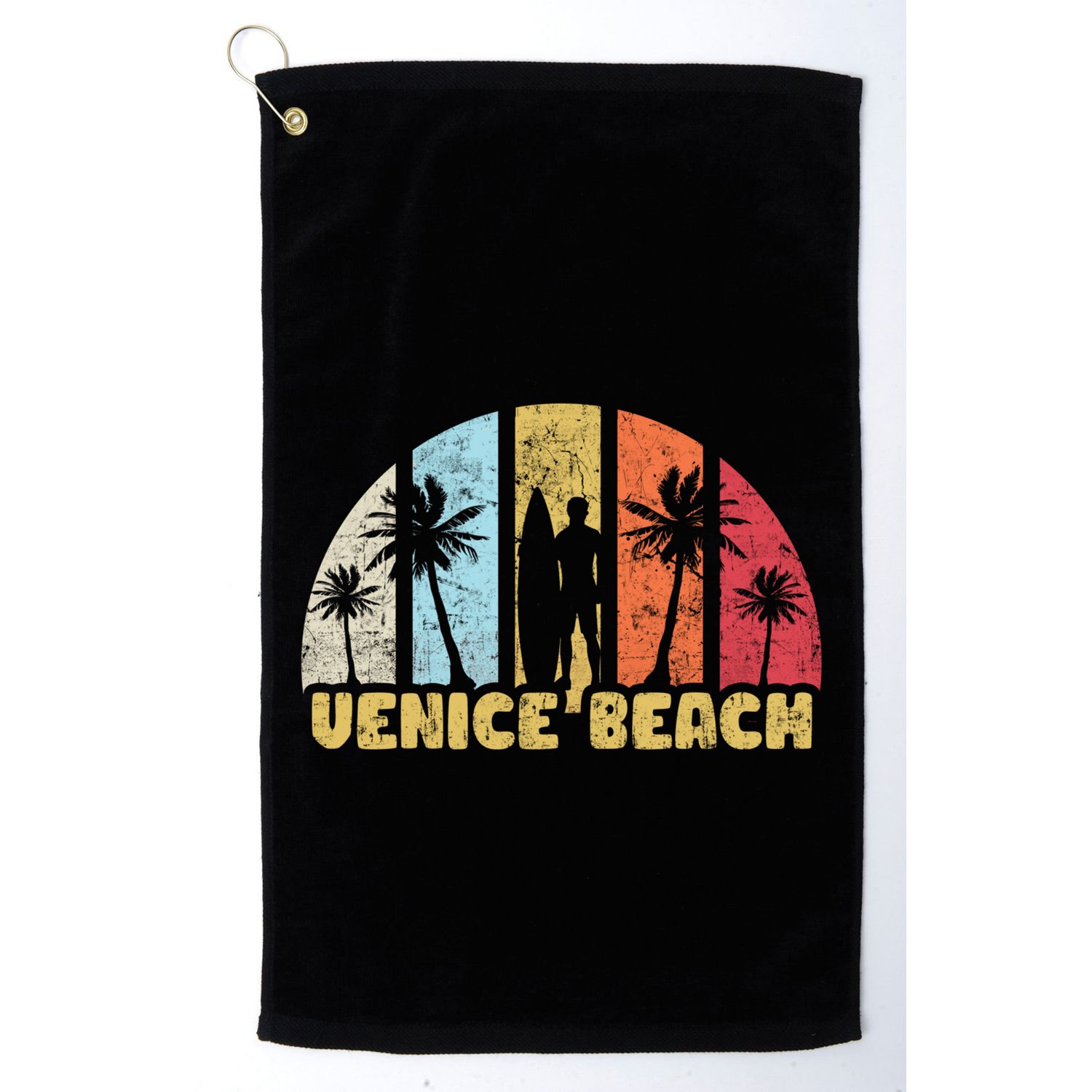 Vintage California Beach Retro Sunset Gift Golf Towel