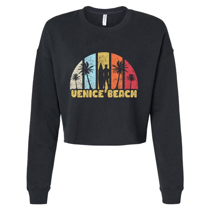 Vintage California Beach Retro Sunset Gift Cropped Pullover Crew