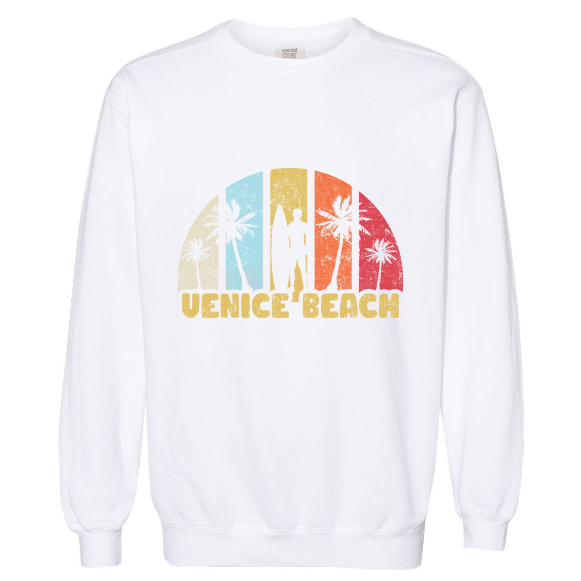 Vintage California Beach Retro Sunset Gift Garment-Dyed Sweatshirt