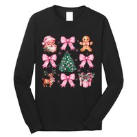 Vintage Coquette Bow Christmas Tree Santa Xmas Holiday Long Sleeve Shirt