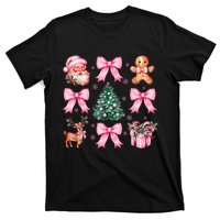 Vintage Coquette Bow Christmas Tree Santa Xmas Holiday T-Shirt