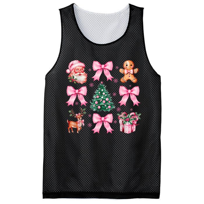 Vintage Coquette Bow Christmas Tree Santa Xmas Holiday Mesh Reversible Basketball Jersey Tank