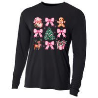 Vintage Coquette Bow Christmas Tree Santa Xmas Holiday Cooling Performance Long Sleeve Crew