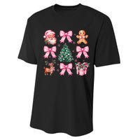 Vintage Coquette Bow Christmas Tree Santa Xmas Holiday Performance Sprint T-Shirt