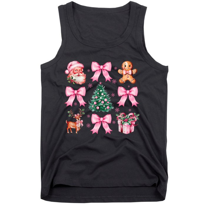 Vintage Coquette Bow Christmas Tree Santa Xmas Holiday Tank Top