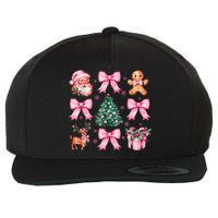 Vintage Coquette Bow Christmas Tree Santa Xmas Holiday Wool Snapback Cap