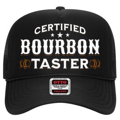 Vintage Certified Bourbon Taster For Whiskey Fan High Crown Mesh Back Trucker Hat