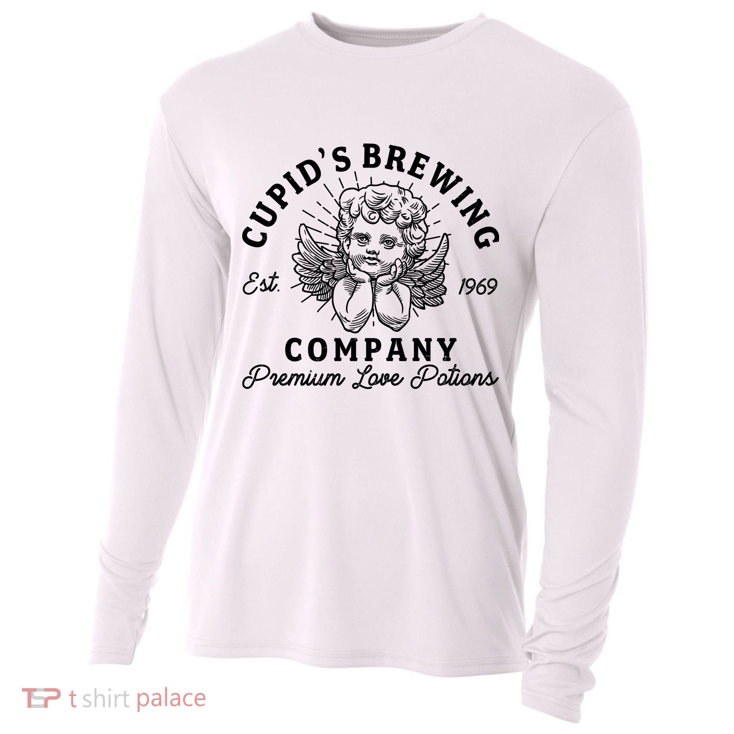 Vintage Cupid's Brewing Company Est 1969 Premium Love Potions Cooling Performance Long Sleeve Crew
