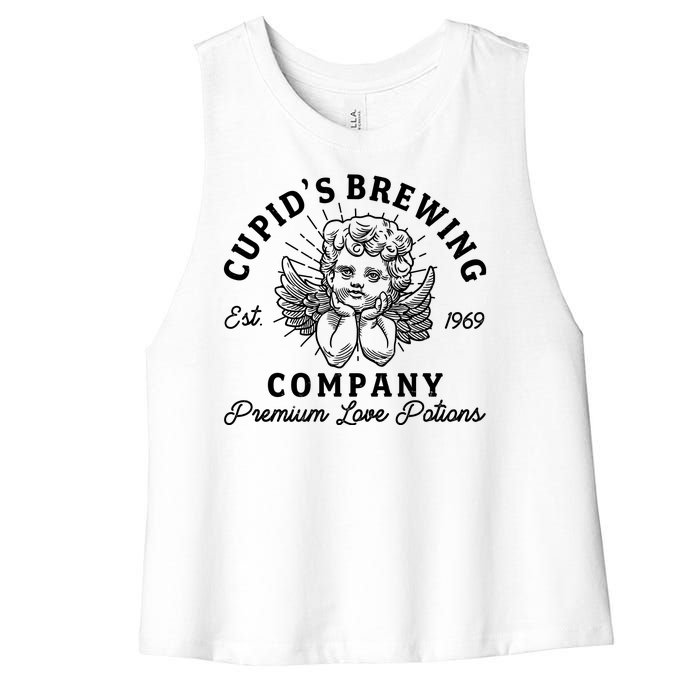 Vintage Cupid's Brewing Company Est 1969 Premium Love Potions Women's Racerback Cropped Tank