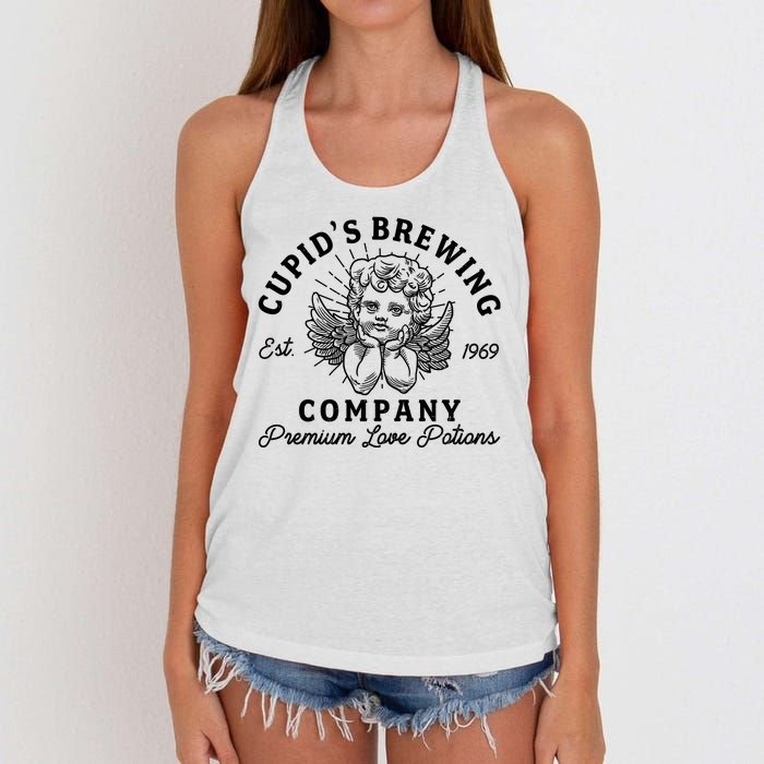 Vintage Cupid's Brewing Company Est 1969 Premium Love Potions Women's Knotted Racerback Tank