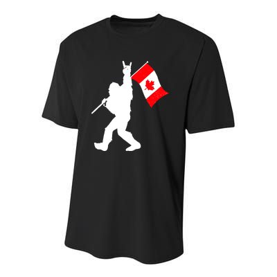 Vintage Canadian Bigfoot And Rockn Roll Funny Canada Day Youth Performance Sprint T-Shirt