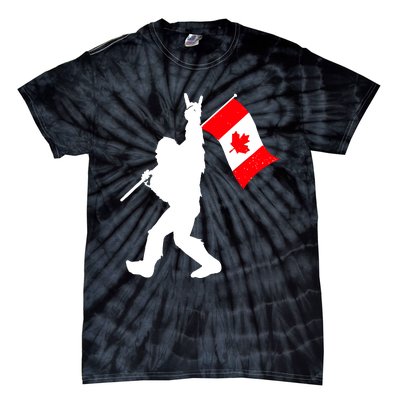 Vintage Canadian Bigfoot And Rockn Roll Funny Canada Day Tie-Dye T-Shirt