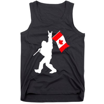 Vintage Canadian Bigfoot And Rockn Roll Funny Canada Day Tank Top