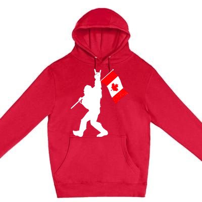 Vintage Canadian Bigfoot And Rockn Roll Funny Canada Day Premium Pullover Hoodie