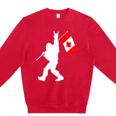 Vintage Canadian Bigfoot And Rockn Roll Funny Canada Day Premium Crewneck Sweatshirt