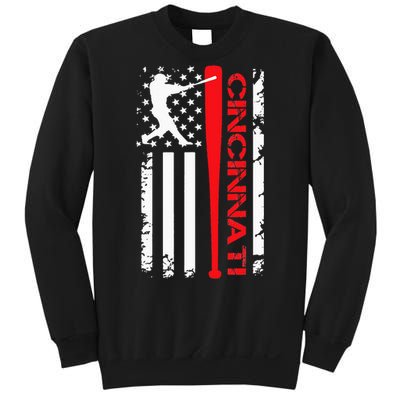 Vintage Cincinnati Baseball American US Flag Sweatshirt