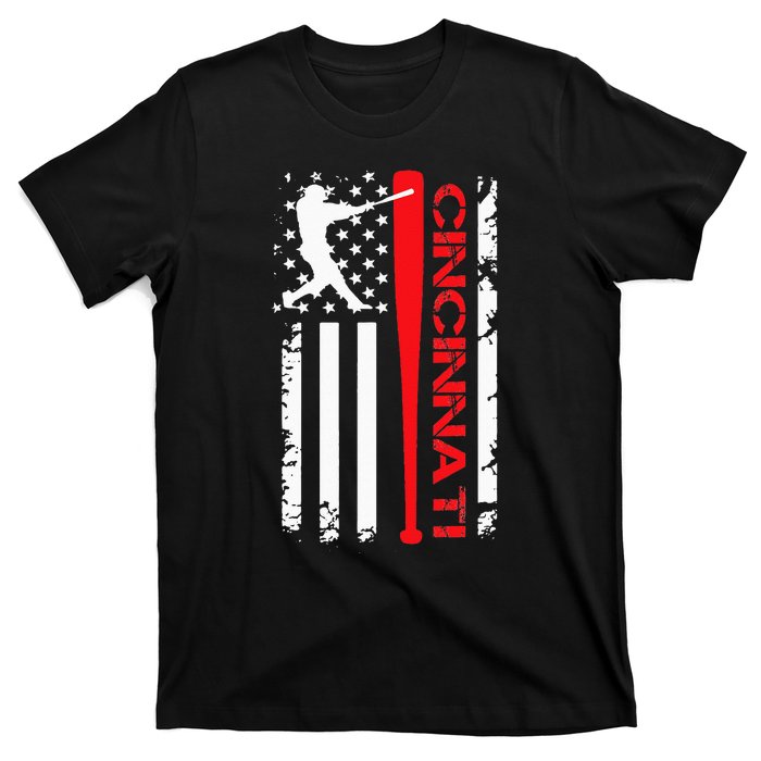 Vintage Cincinnati Baseball American US Flag T-Shirt