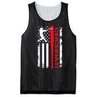 Vintage Cincinnati Baseball American US Flag Mesh Reversible Basketball Jersey Tank