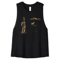 Vintage Cowboy Boots Classic Horseback Lyrics Music Dreams Women's Racerback Cropped Tank