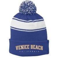 Venice California Beach Souvenir Stripe Pom Pom Beanie