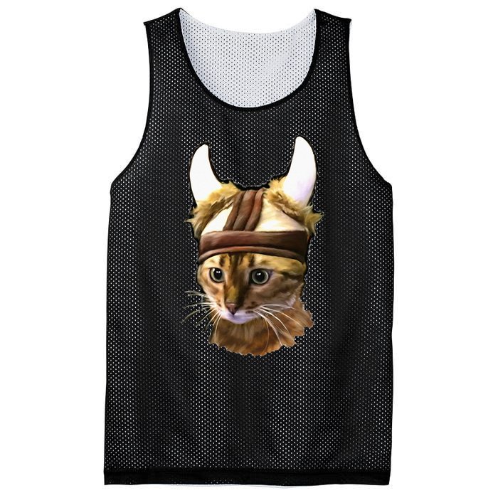 Viking Cat Bengal Kitty Scandinavian Gift Mesh Reversible Basketball Jersey Tank