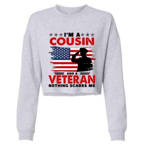 Veteran Cousin Brother Usa Flag 4th Of July Great Gift Cropped Pullover Crew