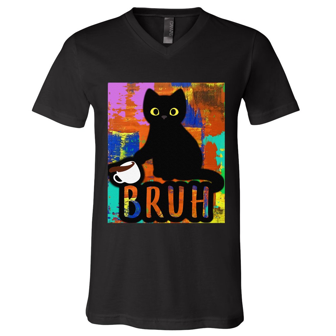 Vintage Cat Bruh Colorful Boy Girl Funny V-Neck T-Shirt