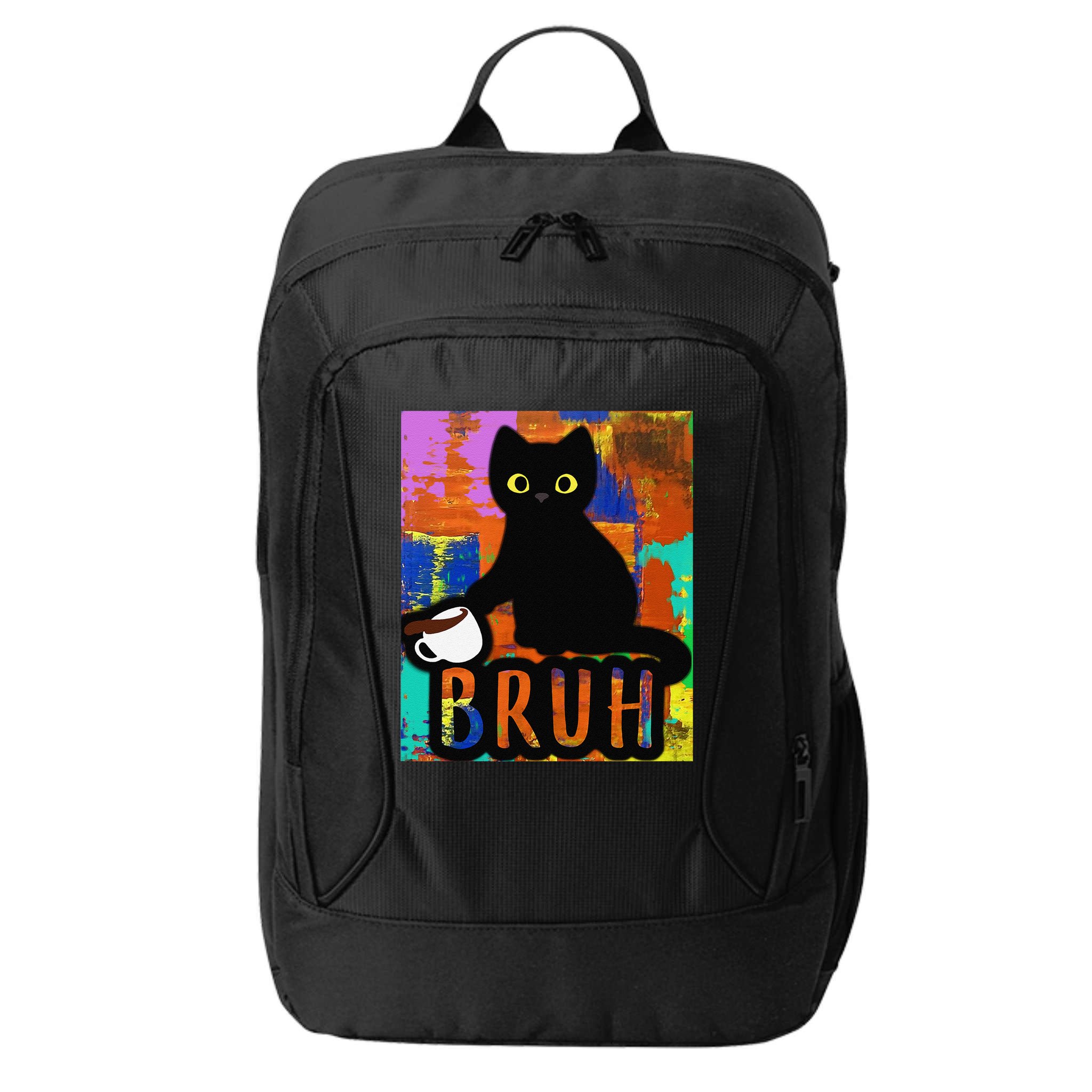 Vintage Cat Bruh Colorful Boy Girl Funny City Backpack