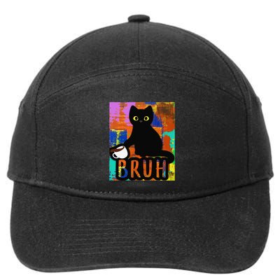 Vintage Cat Bruh Colorful Boy Girl Funny 7-Panel Snapback Hat