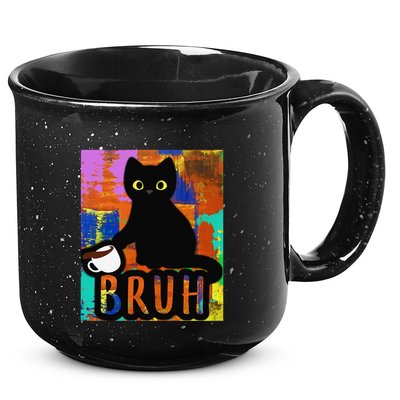 Vintage Cat Bruh Colorful Boy Girl Funny 15oz Campfire Ceramic Mug