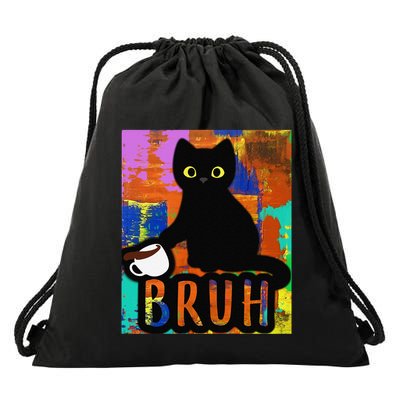 Vintage Cat Bruh Colorful Boy Girl Funny Drawstring Bag