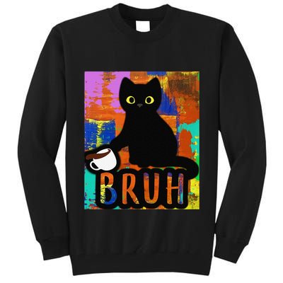 Vintage Cat Bruh Colorful Boy Girl Funny Tall Sweatshirt