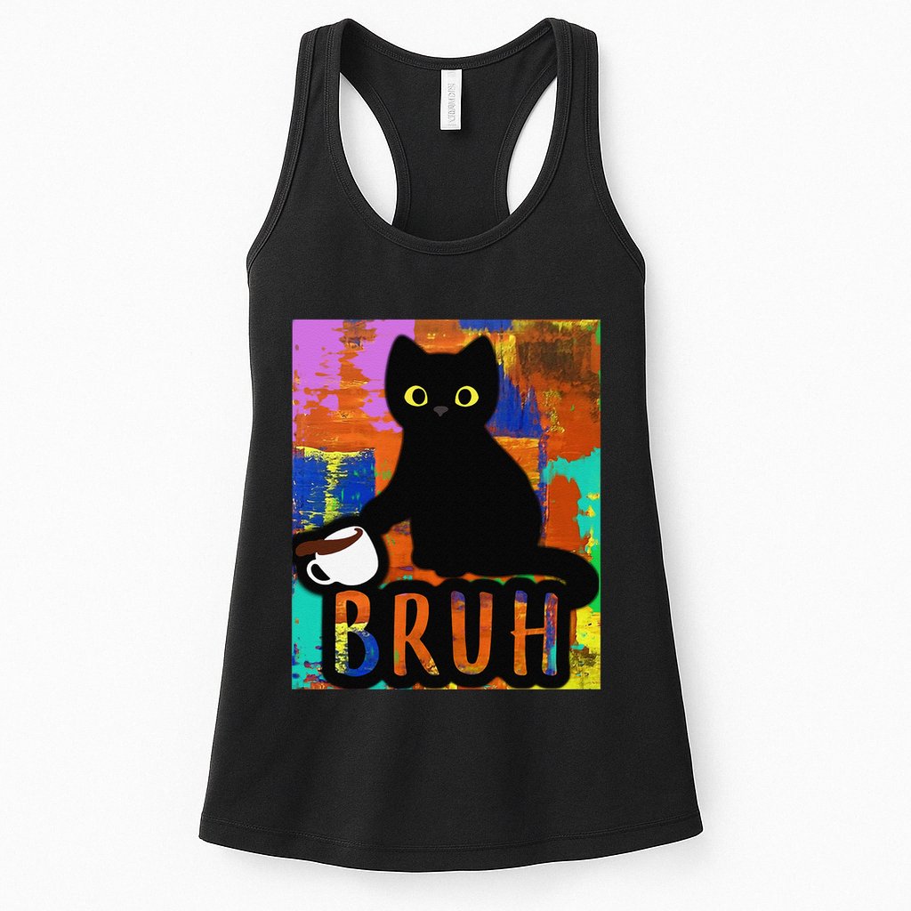 Vintage Cat Bruh Colorful Boy Girl Funny Womens Tank Top