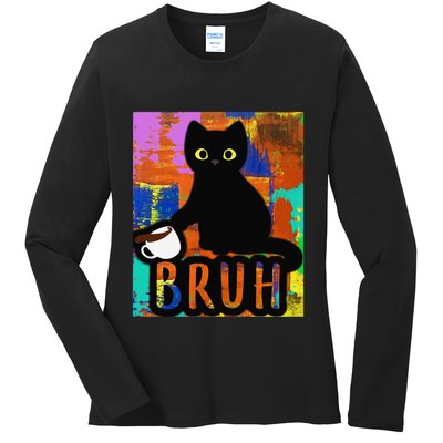 Vintage Cat Bruh Colorful Boy Girl Funny Ladies Long Sleeve Shirt