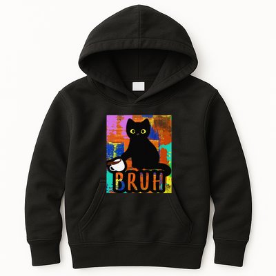 Vintage Cat Bruh Colorful Boy Girl Funny Kids Hoodie