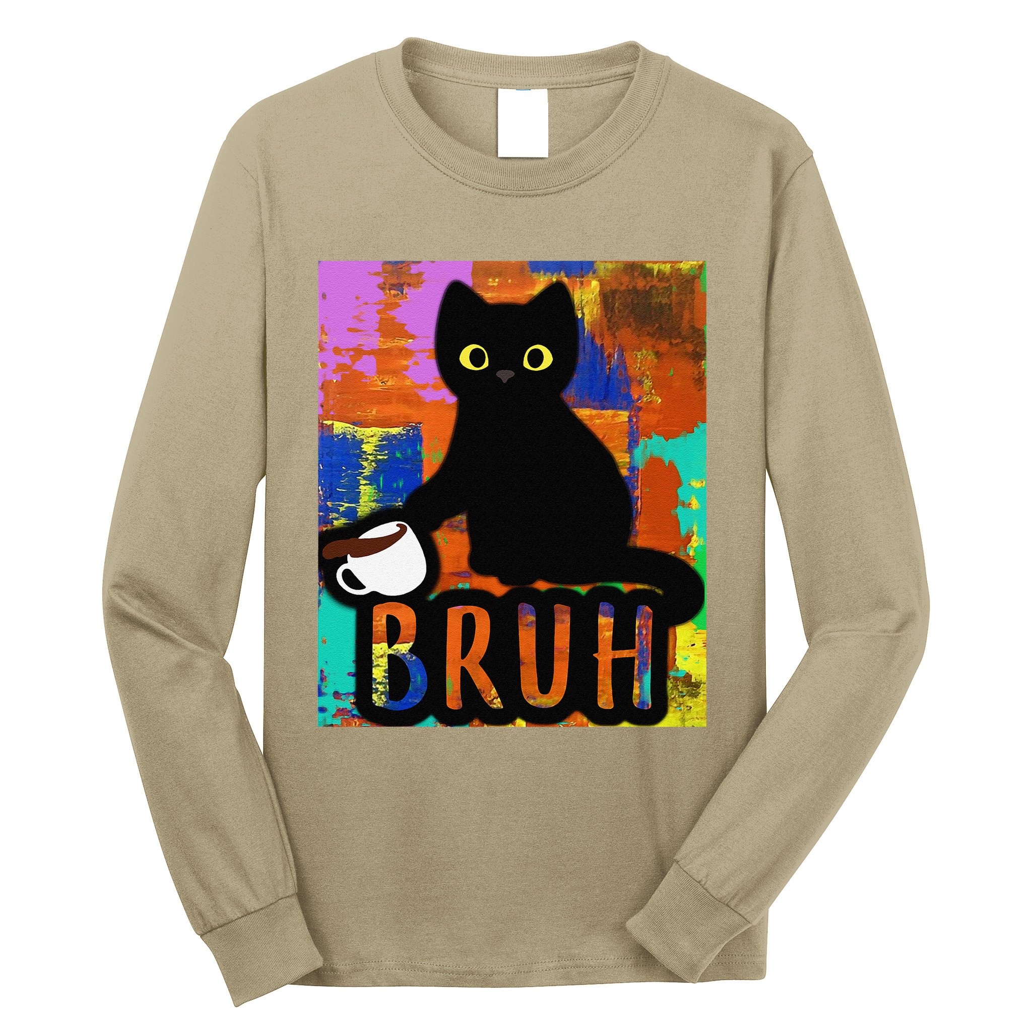 Vintage Cat Bruh Colorful Boy Girl Funny Long Sleeve Shirt