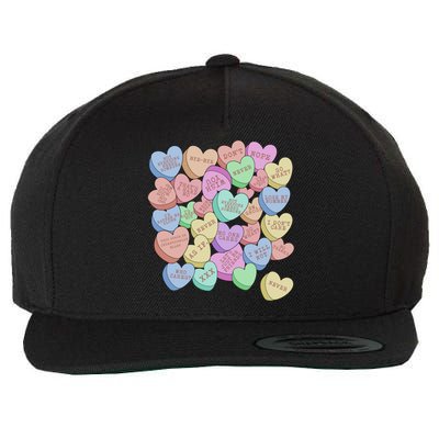 Vintage Candy Conversation Hearts For Anti Valentine's Day Gift Wool Snapback Cap