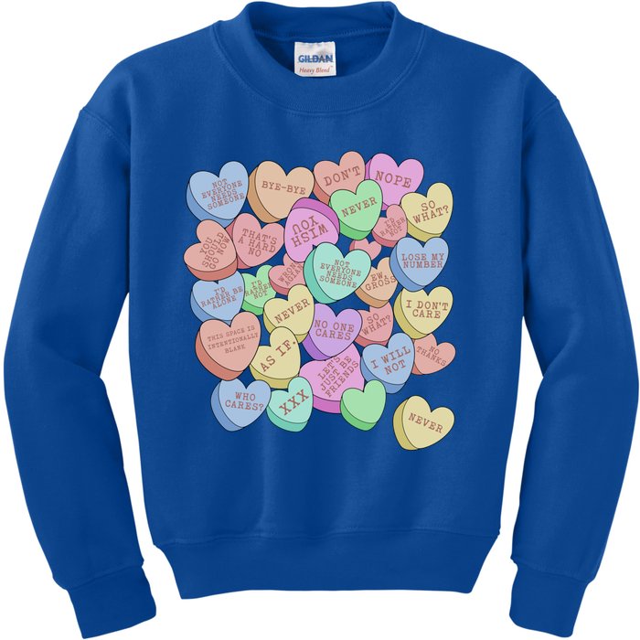 Vintage Candy Conversation Hearts For Anti Valentine's Day Gift Kids Sweatshirt