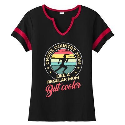 Vintage Cross Country Mom Like A Regular Mom But Cooler Ladies Halftime Notch Neck Tee