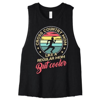 Vintage Cross Country Mom Like A Regular Mom But Cooler Women's Racerback Cropped Tank