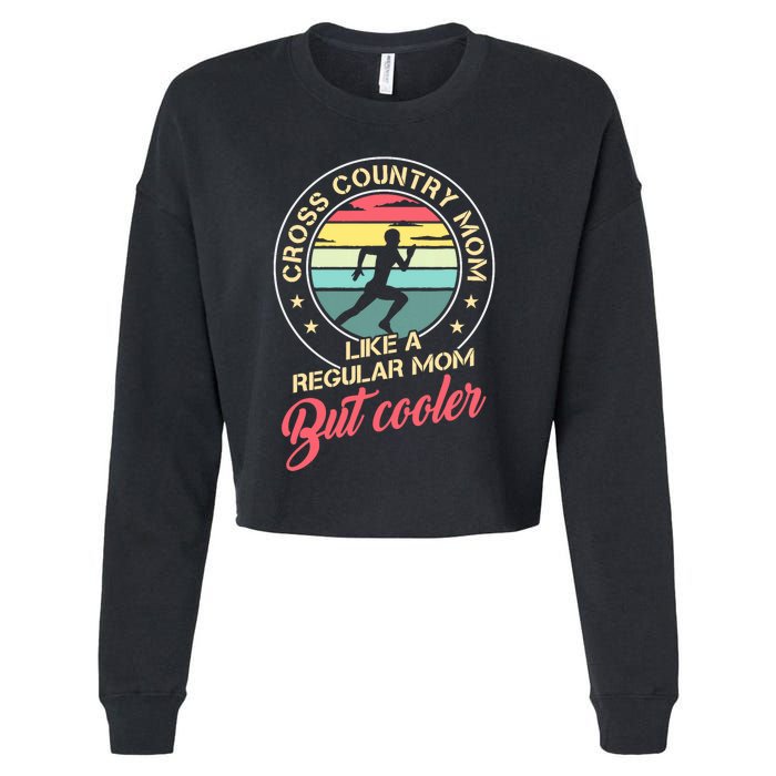 Vintage Cross Country Mom Like A Regular Mom But Cooler Cropped Pullover Crew