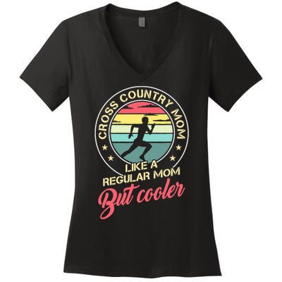 Vintage Cross Country Mom Like A Regular Mom But Cooler Women's V-Neck T-Shirt