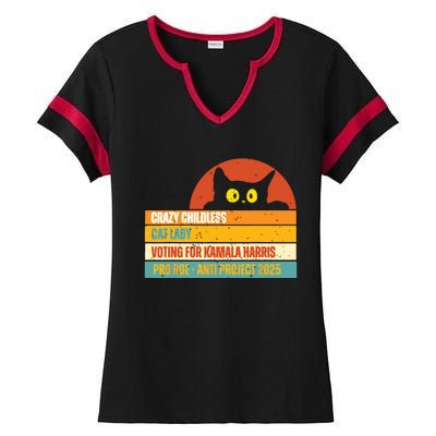 Vintage Childless Cat Ladies For Kamala Harris President 47 Ladies Halftime Notch Neck Tee