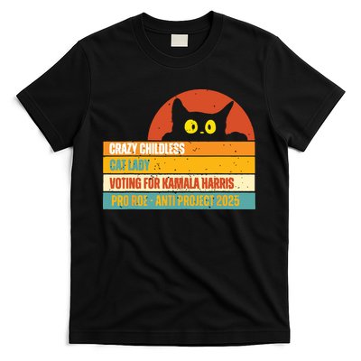 Vintage Childless Cat Ladies For Kamala Harris President 47 T-Shirt
