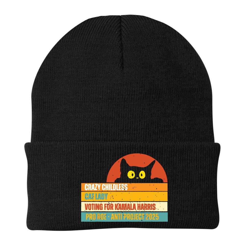 Vintage Childless Cat Ladies For Kamala Harris President 47 Beanie