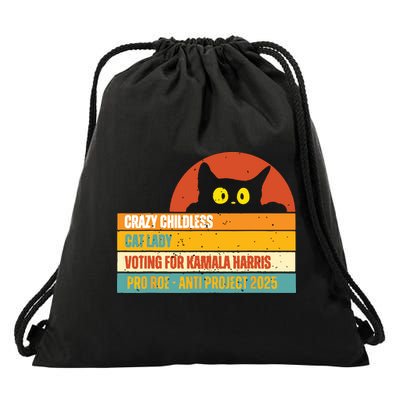 Vintage Childless Cat Ladies For Kamala Harris President 47 Drawstring Bag