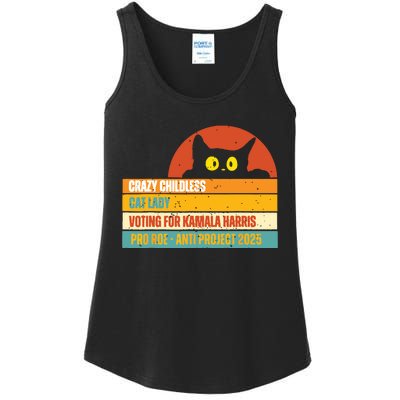 Vintage Childless Cat Ladies For Kamala Harris President 47 Ladies Essential Tank