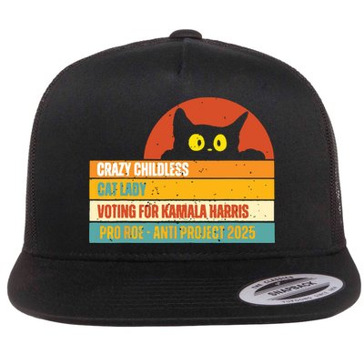 Vintage Childless Cat Ladies For Kamala Harris President 47 Flat Bill Trucker Hat