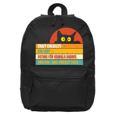 Vintage Childless Cat Ladies For Kamala Harris President 47 16 in Basic Backpack